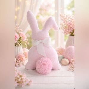 Pink Plush Bunny with White Bow